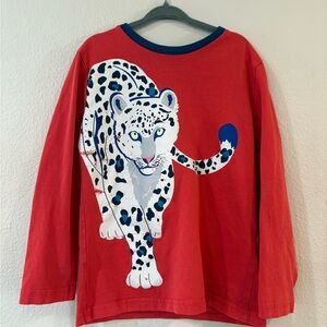 Mini Boden Red Long Sleeve Tee with Leopard Design